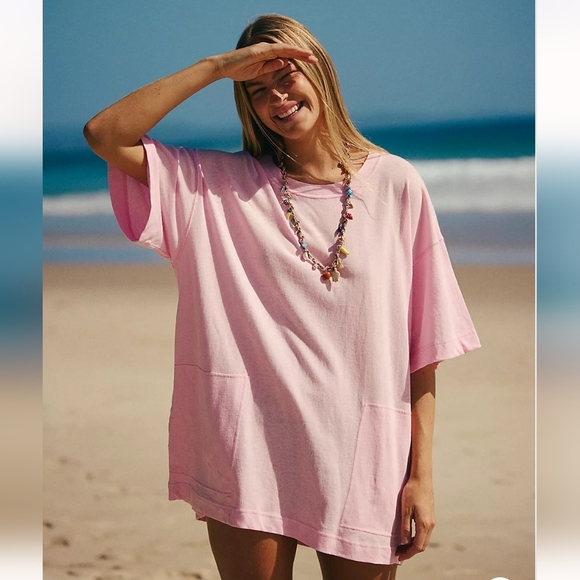 NWOT FREE PEOPLE Fre-est Essential Extreme Tee Mini In Pink Lady. Size XS - Picture 1 of 11